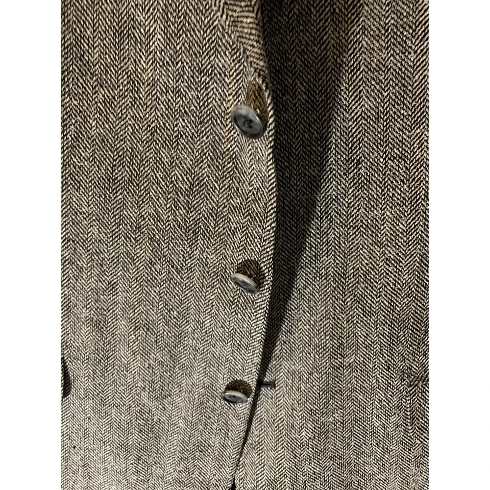 Vtg Irvine Park Silk Sz 44 Herringbone Black White Sports Coat 3 Button Blazer